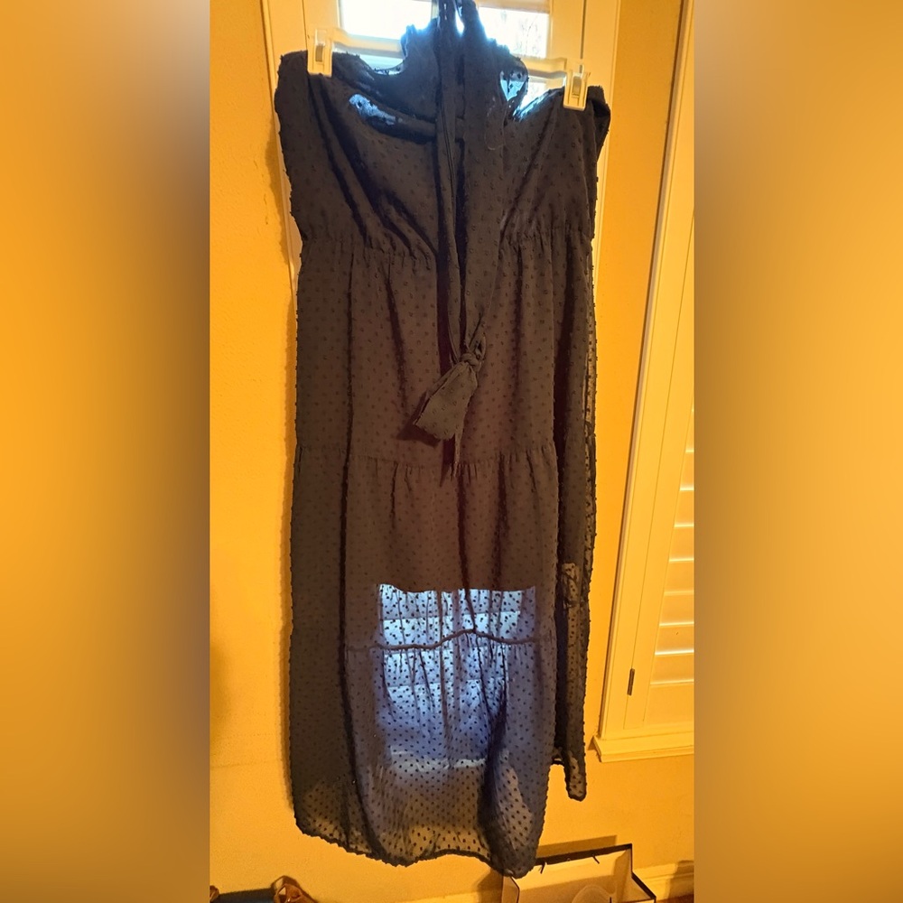 Black Tiered Maxi Skirt with Tie Front for Casual Wear